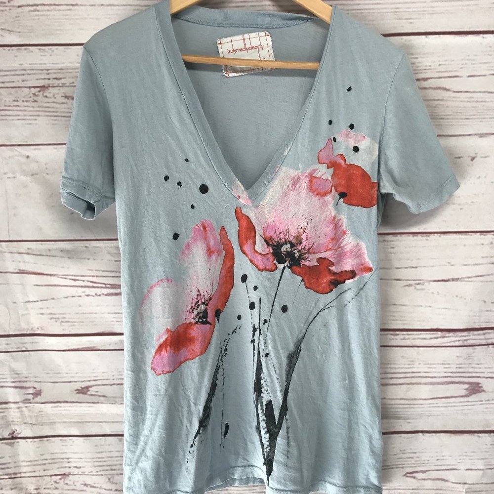 Truly Madly Deeply Watercolor Deep V-neck T-shirt